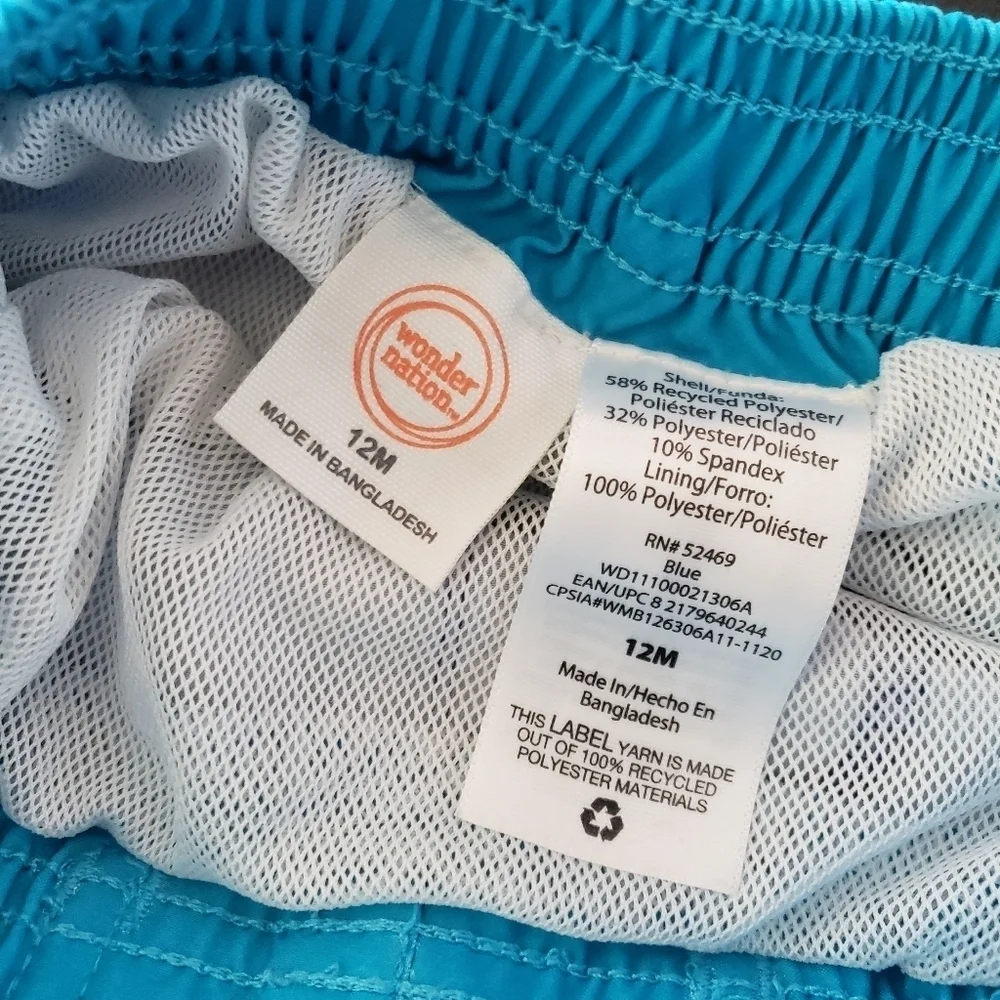 Wonder Nation Baby Boy 12 Months Swim Trunks Blue Water Pink Orange Dinosaurs